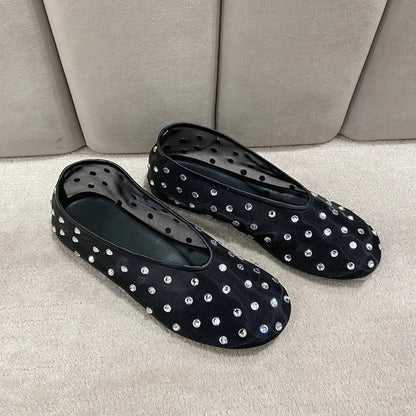 Women Breathable Ballet Flats - Mesh Crystal, Casual Walking