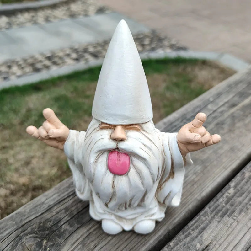 Gnome Garden Statue Resin Funny Tongue Out Outdoor Ornament For Patio Decor All-Season Yard Accent