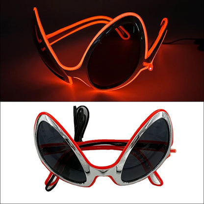 LED Neon Glasses - Glow Sunglasses for Parties, EL Wire Neon Glasses for Kids & Adults