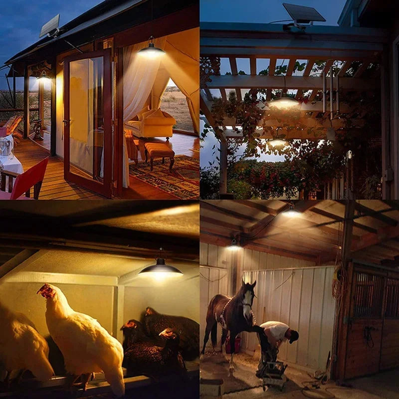 Solar2026 Edition Pendant Light With Remote Control, Outdoor Water-Resistant LED Lamps For Shed Barn Backyard Patio