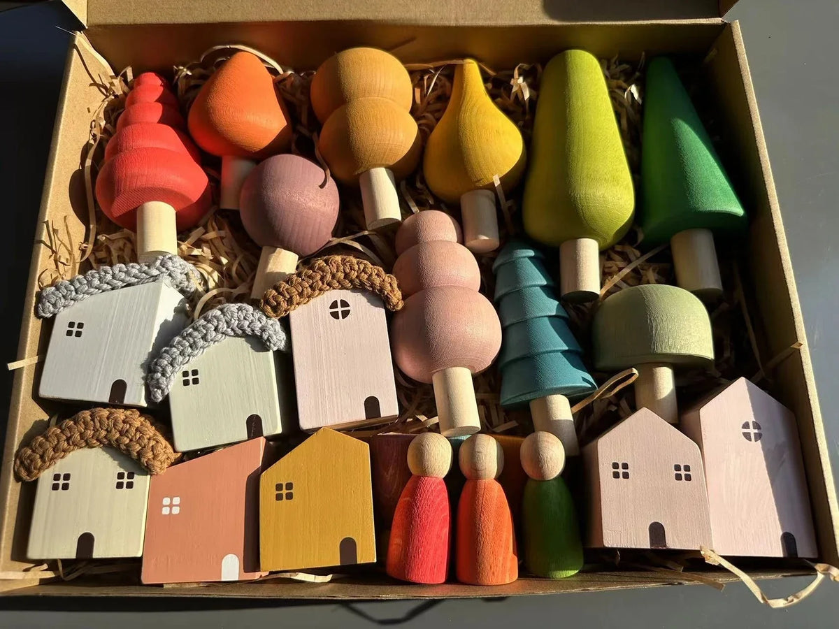 Wooden Building Blocks Pastel Scandinavian Stacking Play Kit Fall 2025 Eco Friendly Imaginative Play Gift