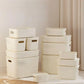 Beige PP Ins Style Storage Box with Lid - Household Organizers for Dustproof Clothing & Toys