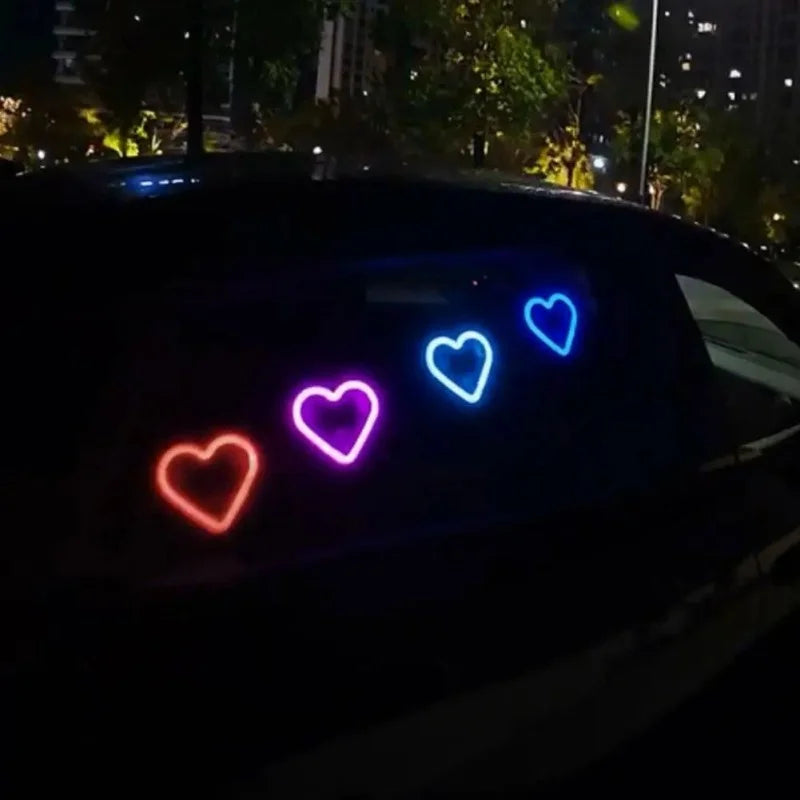 Window Car Neon Light Heart Shaped LED Interior Lamp TikTok Viral Fall 2026 Solar Powered Wiring Free