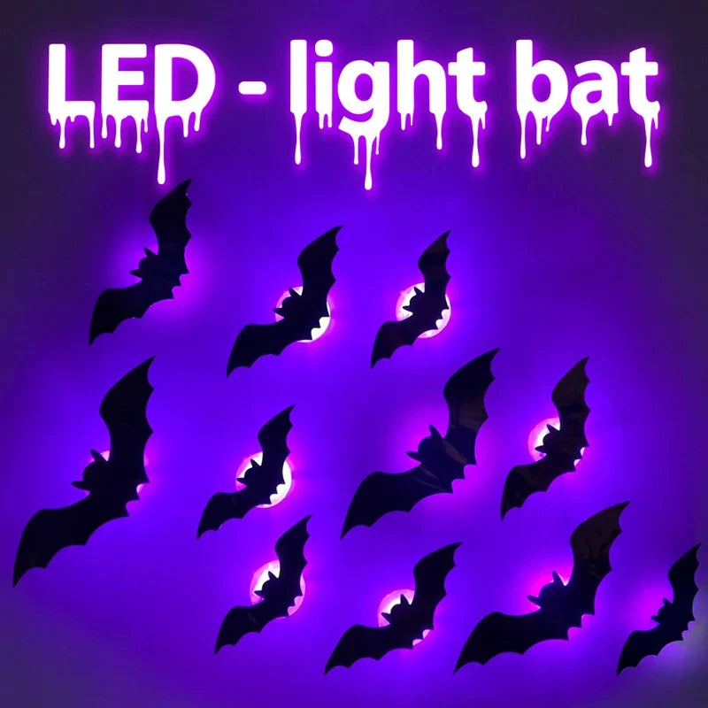 LED2025 Edition Bat Wall Stickers Green 3D Halloween Decor