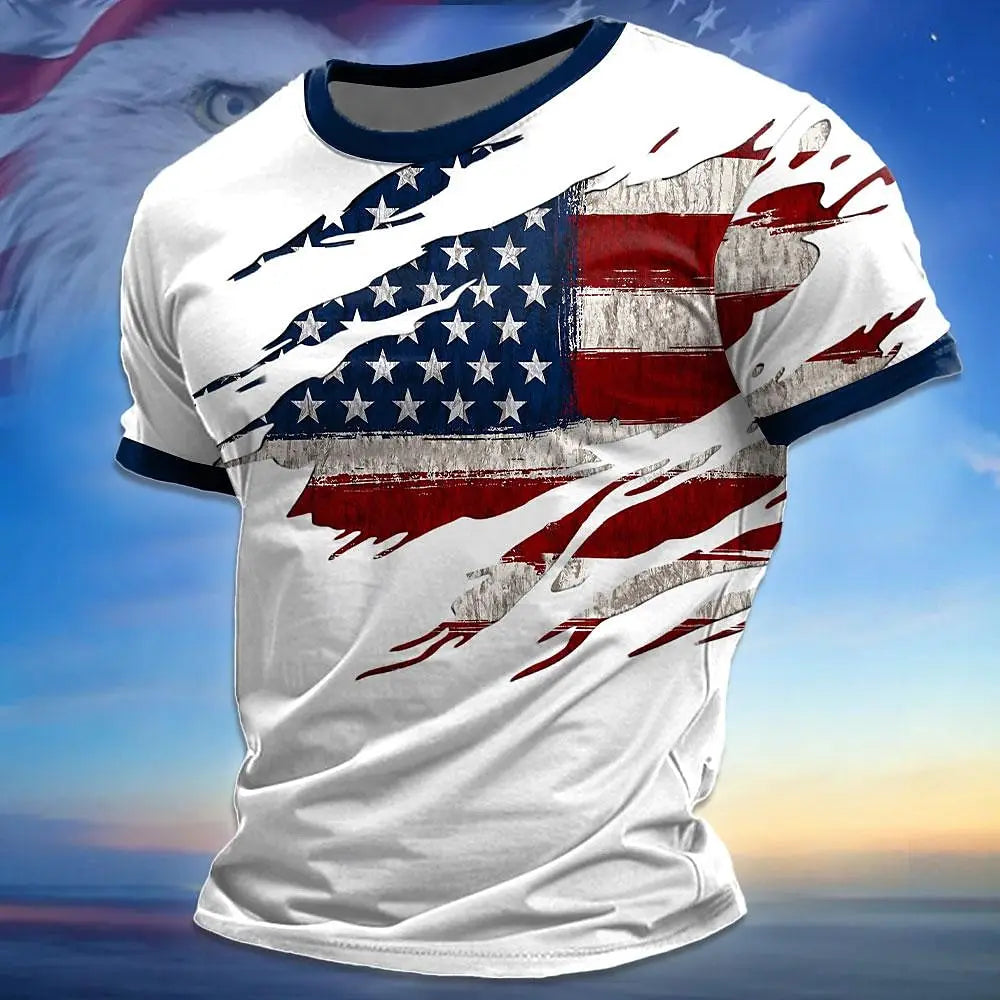 Plush unisex graphic tee - distressed flag print, 250-year design, durable cotton, casual everyday wear