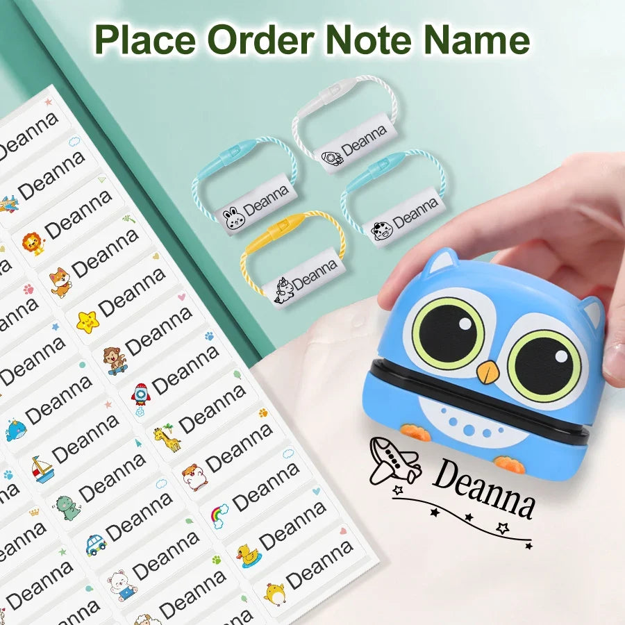 Customized Name Stamp Kit - Engraved Water-Resistant Baby Name Seal, Great Kindergarten Gift