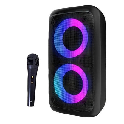 Karaoke2025 Edition Speaker Travel-Friendly Bluetooth System With Microphone And LED Lights For Household Parties Fall