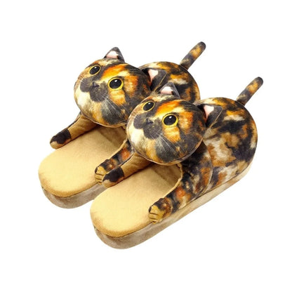 Plush cozy women's cat-face plush slippers - cat-face design, plush upper, EVA sole, indoor wear for winter