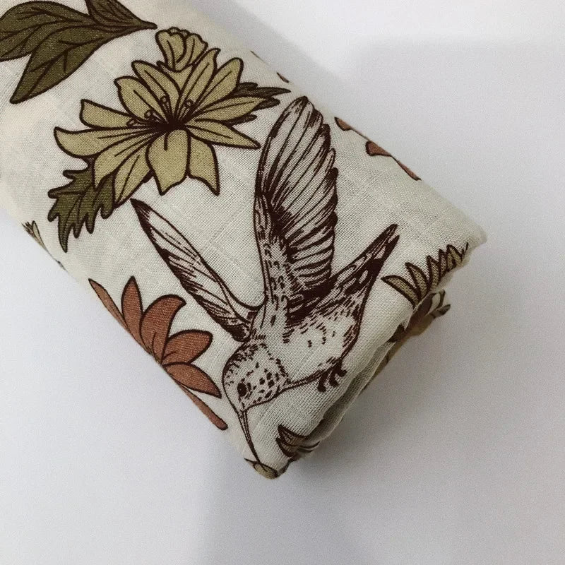 Muslin Bamboo Swaddle Blanket 120x120 Cm Floral Newborn Bedding Fall 2025 Breathable Eco Friendly Baby Gift