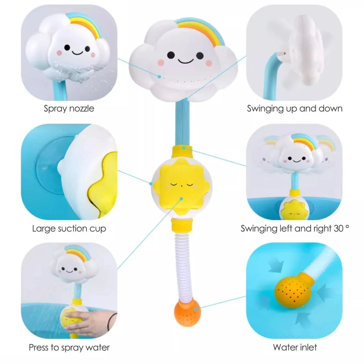 Kids 1pcs Cloud Shower Toy - Baby Bathtub Water Toy for Boys and Girls, Fun Comfort Gift