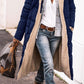 Women’s Warm Reversible Long Coat - Quilted Sherpa Hooded