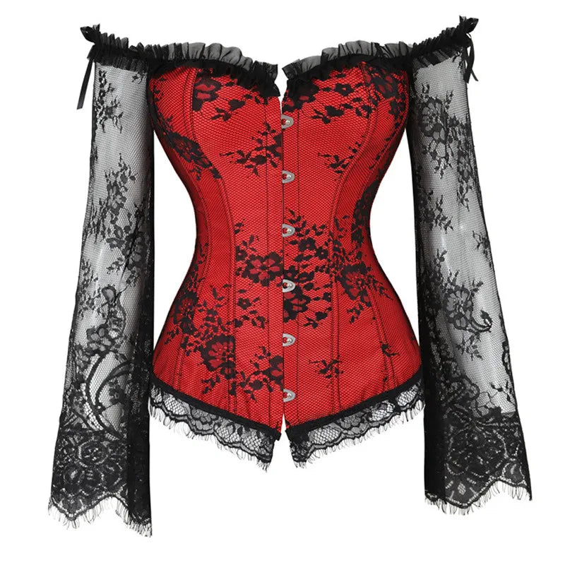 Women's Supportive Corset Top - Off Shoulder, Lace Satin