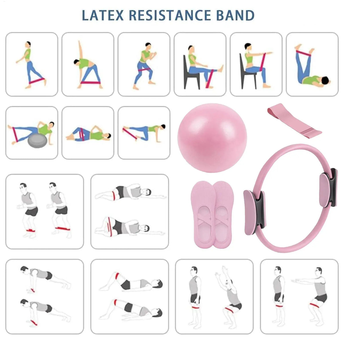 Pilates Ring Pink Fitness Kit Household Workout Kit Fall 2026 With Ball And Resistance Band For Pregnancy Postpartum