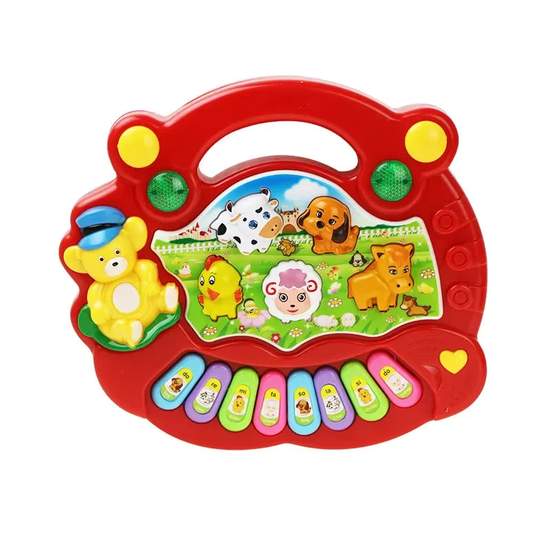 Animals Farm Kids Cartoon Piano Keyboard Game with Sounds, Flashing Light Music Educational Toy for Baby Gifts