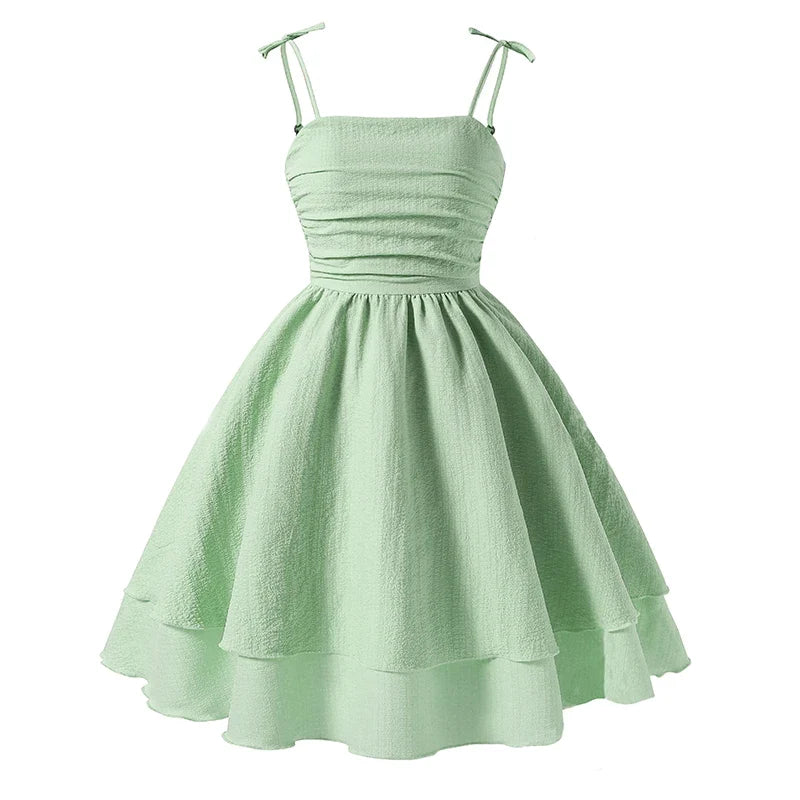 Light Girls' Dress - Tiered Sling Dress, Polyester Elastane, For Birthday Party, Pageant, Communion