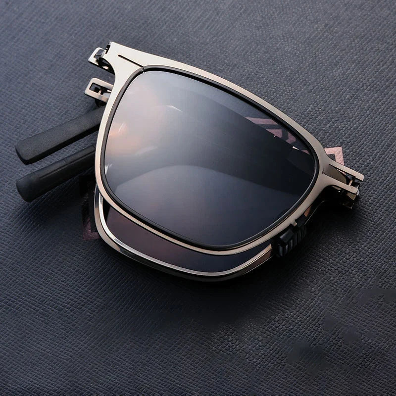 Folding Polarized Sunglasses Ultra Light Stainless Steel Retro Square Frame Summer 2026 Travel Essential