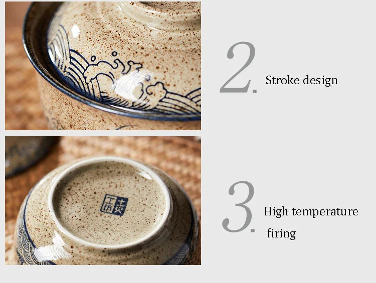 Bowl Ramen Large Ceramic With Lid Retro Fall 2025 Tableware