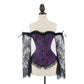 Women's Supportive Corset Top - Off Shoulder, Lace Satin