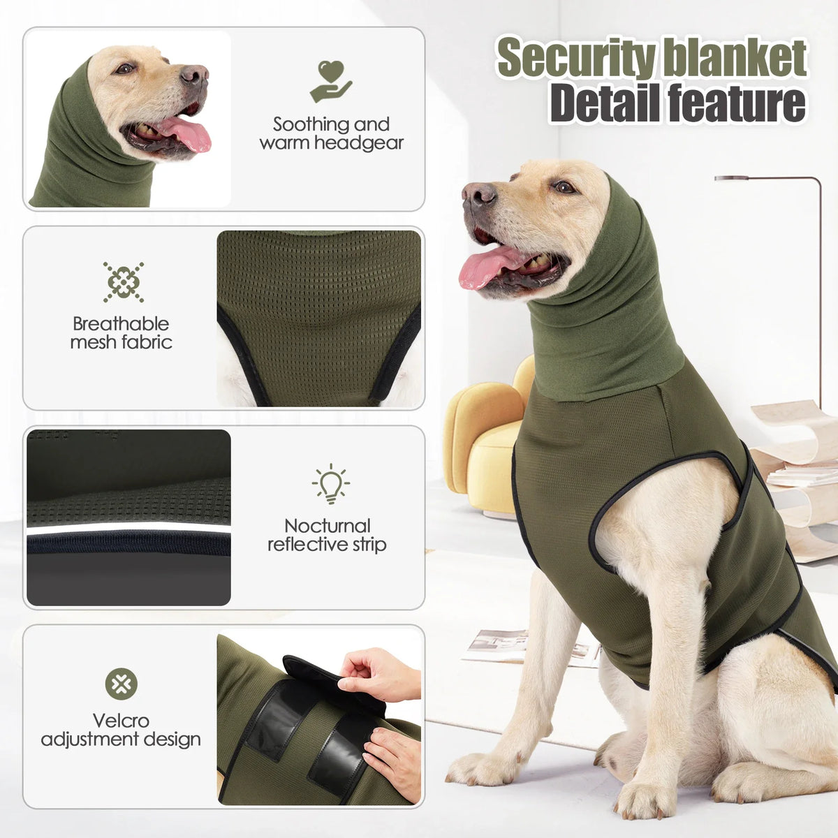 Anxiety Dog Vest Calming Coat TikTok Viral All Seasons Thunder and Fireworks Relief For Pets