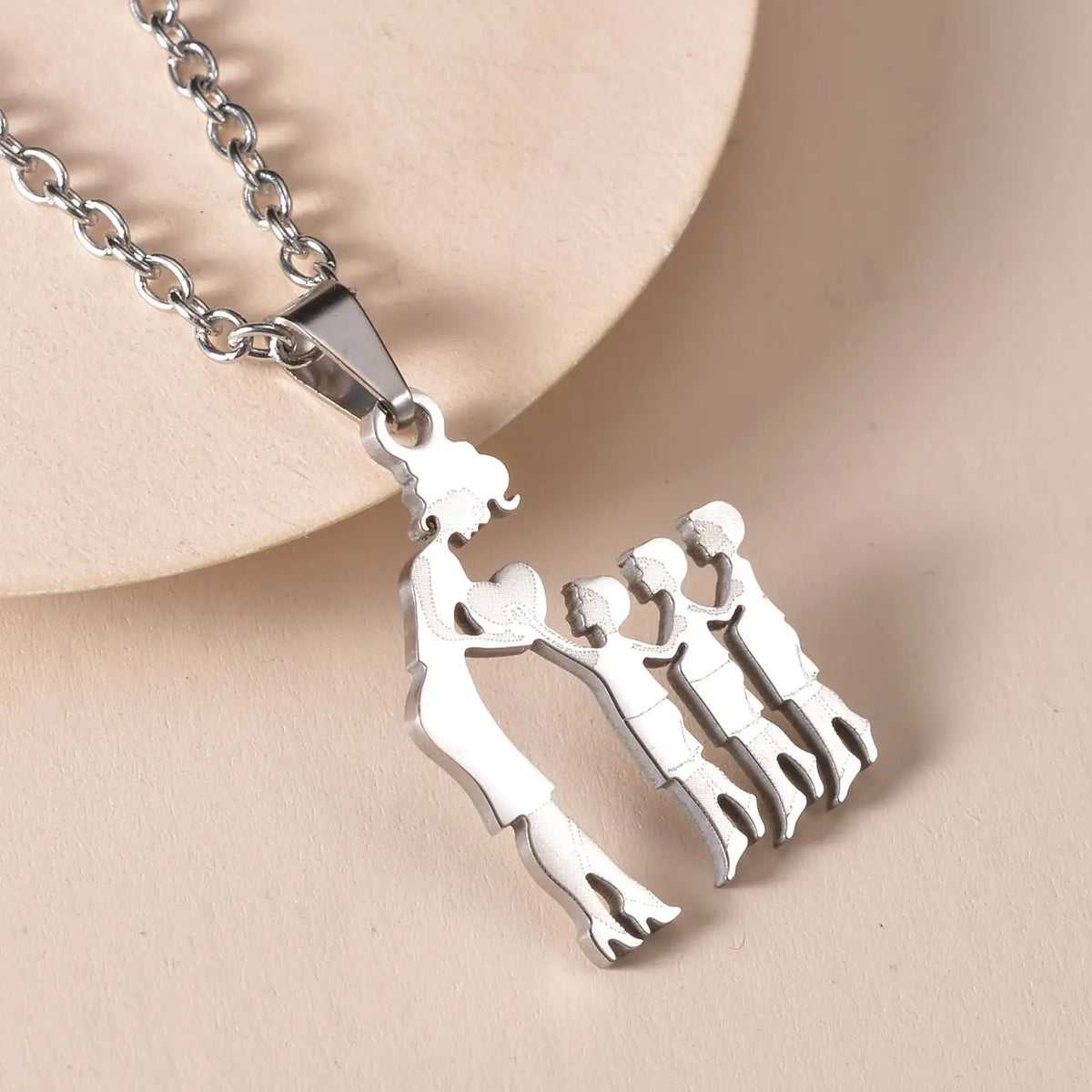 Mother's Day Gift Children Family Stainless Steel Jewelry – Silver Stainless Steel Mother & Kids Pendant Necklace