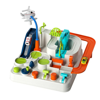 Car Adventure Track Playset for Kids - Urban Rescue Parking Lot & Puzzle Game, Preschool Gift