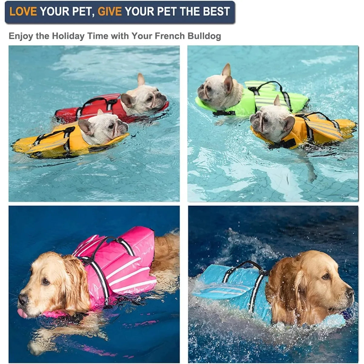 Reflective Flexible Oxford Swimming Vest All Sizes 2026 – Dog Life Jacket with Chin Float & Rescue Handle