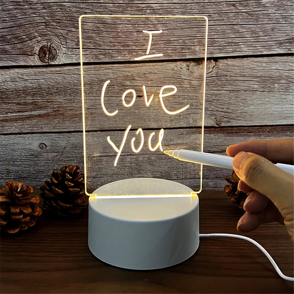LED Creative Message Board Night Light - USB Doodle Lamp for Kids, A Fun Valentine's Day Gift