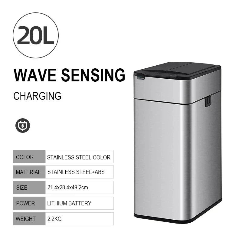 Can Trash 20L Stainless Steel Sensor Kitchen Bin Hands Free