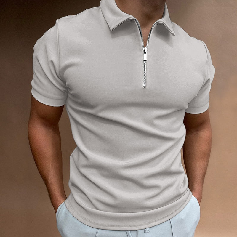 Variant image for Classic Fit Zipped Mens Polo Shirt in Multiple Colors - Stylish, Comfortable, Breathable Polyester-37