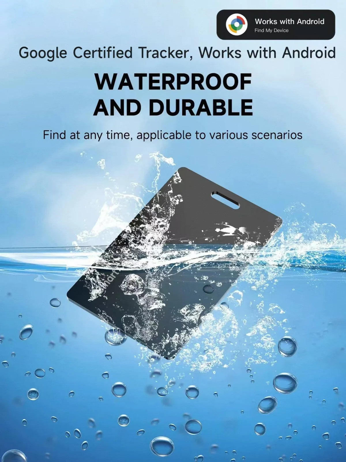 Cordless Battery-Powered Android Item Locator 2026 – Smart Wallet Tracker Card IP68 Water-Resistant