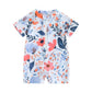 zip-front, short sleeve, floral print, polyester, for summer swimwear – Plush girls’ rash guard romper