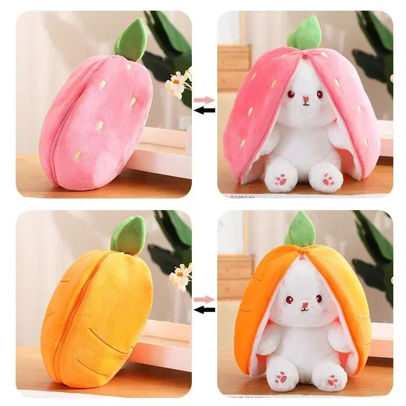 Bunny Plush 25cm Strawberry Carrot Transforming Toy Kids Birthday Gift Fall 2025 Cute Cuddly Surprise