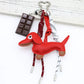Pu Dachshund Leather Bag Charm Baseball Keychain Gift