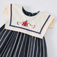 Light girls' dress - sailor collar, striped pleated skirt, cotton-elastane blend, summer casual