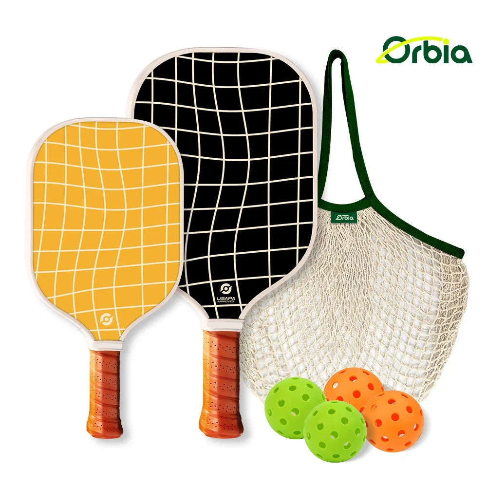 Pickleball Paddle Kit for Family, Sturdy Glass Fiber with 13mm PP Core, Light Outdoor Pickleball Equipment