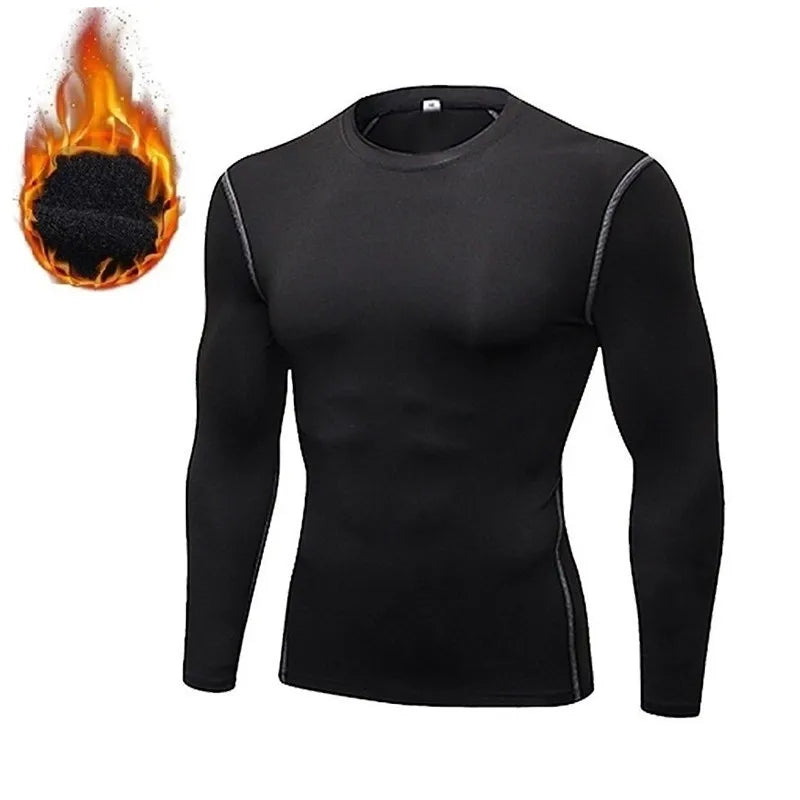 Men's Thermal Fleece Compression Undershirts for Winter Sports - Light, Moisture-Wicking Fitness Gear