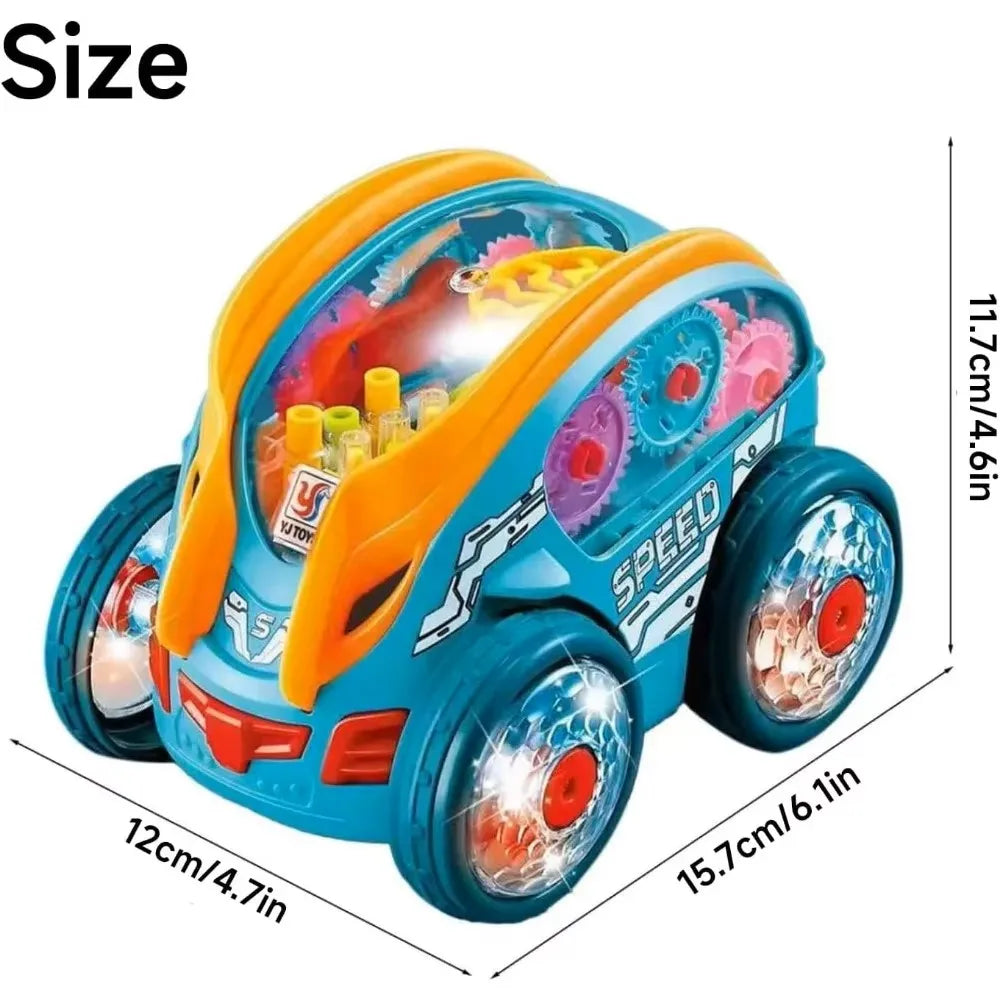 Toy Speedlite Car with LED Lights & Music for Boys Girls, Dynamic Transparent Luminous Car