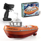 Powerful Dual Motor RC Tugboat Model - 1:72 Motor-Driven Remote Control Boat for Boys, Cordless Fun
