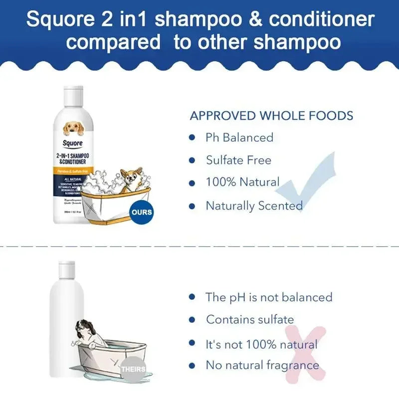 Organic 2-in-1 Puppy Shampoo & Conditioner - Moisturizing Pet Grooming Maintenance for Sensitive Skin