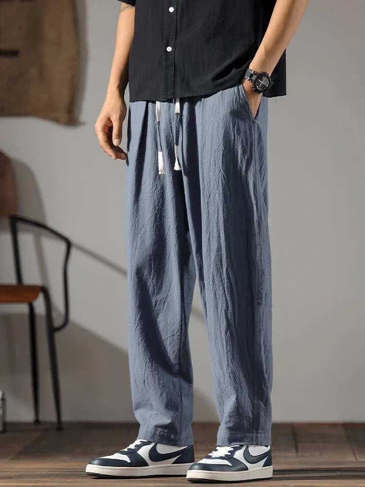 Men's Linen Cotton Pants with Adjustable Fit, Lightweight Breathable Fabric, Modern Design for Casual and Formal Wear-3
