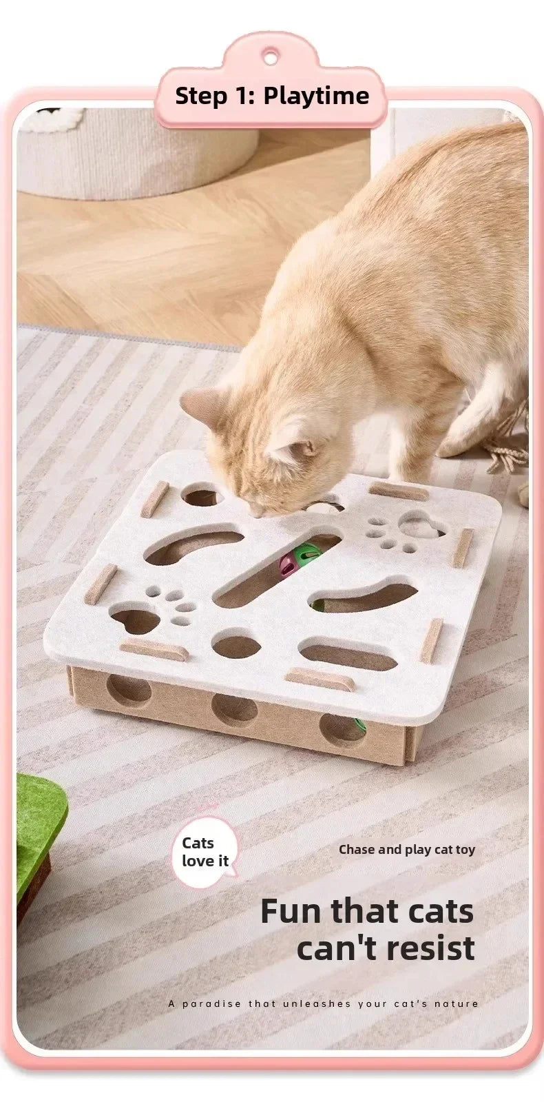 Puzzle Cat Toy Box With Ball Suede Felt Indoor Cat Exercise Entertainment Eco Friendly Gift 2026 TikTok Viral