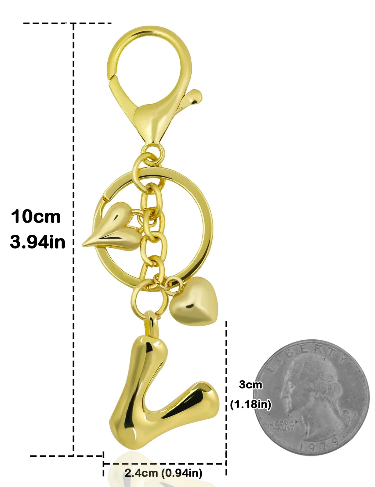 Keychain Personalized Gold Bubble Letter Bag Charm Gift
