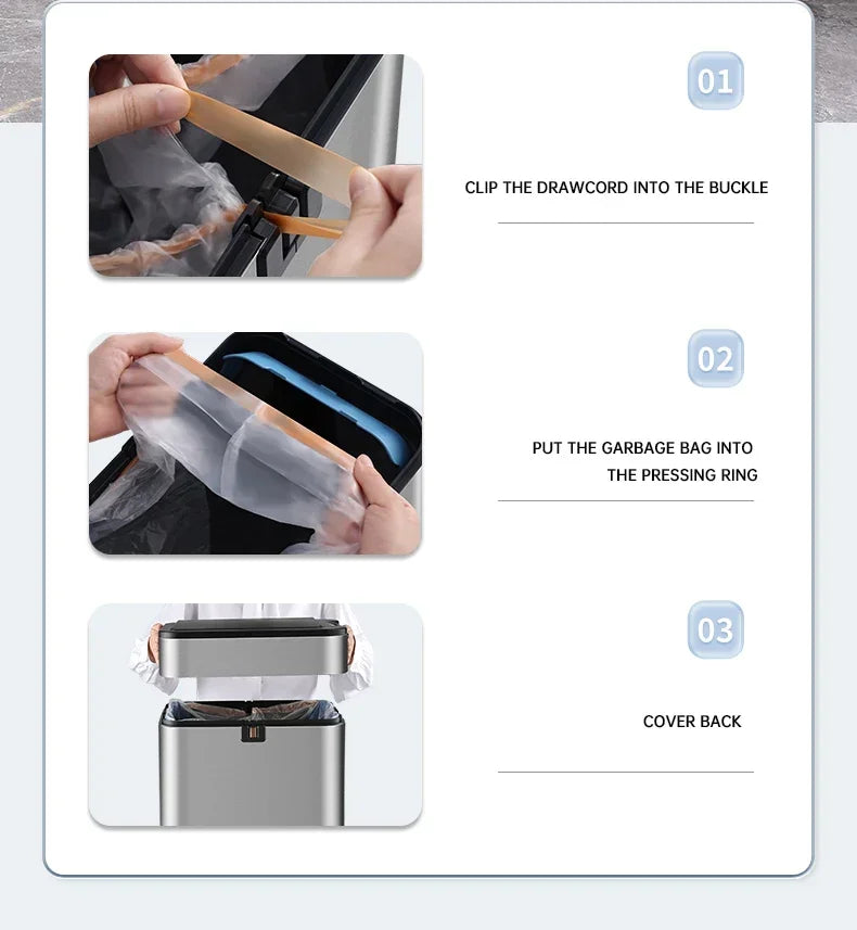 Can Trash 20L Stainless Steel Sensor Kitchen Bin Hands Free