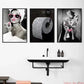 Bathroom Bar Decor Hepburn Canvas Art - Girl Drinking Smoking Wall Picture Bling Design