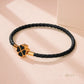 Leaf Four Clover Braided Leather Lucky Bracelet Gift