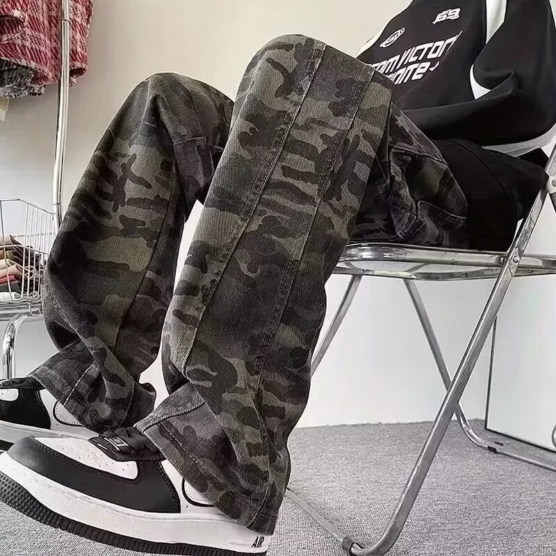 Men’s Oversized Cargo Jeans - Baggy Straight Denim Wear