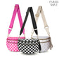 checkered nylon, box shape, travel and daily use – Multi-Use unisex crossbody bum bag