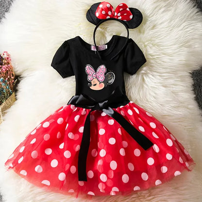 knee-length polka-dot tutu, cotton-polyester-voile, birthday party – Light girls' Minnie Mouse dress