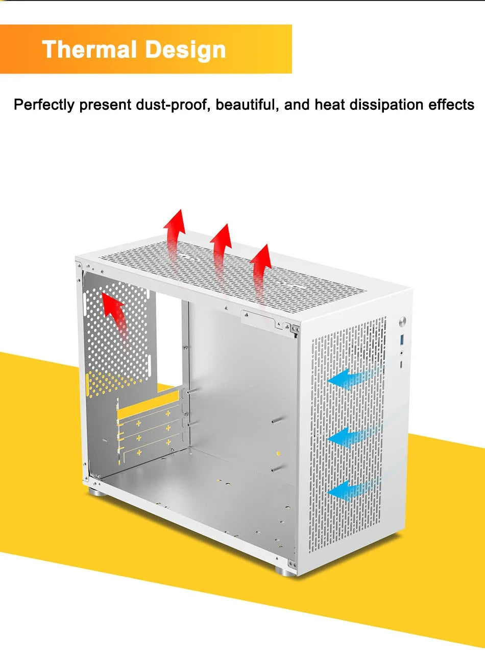 ITX Mini PC Case Transparent Side 240mm Water Cooling
