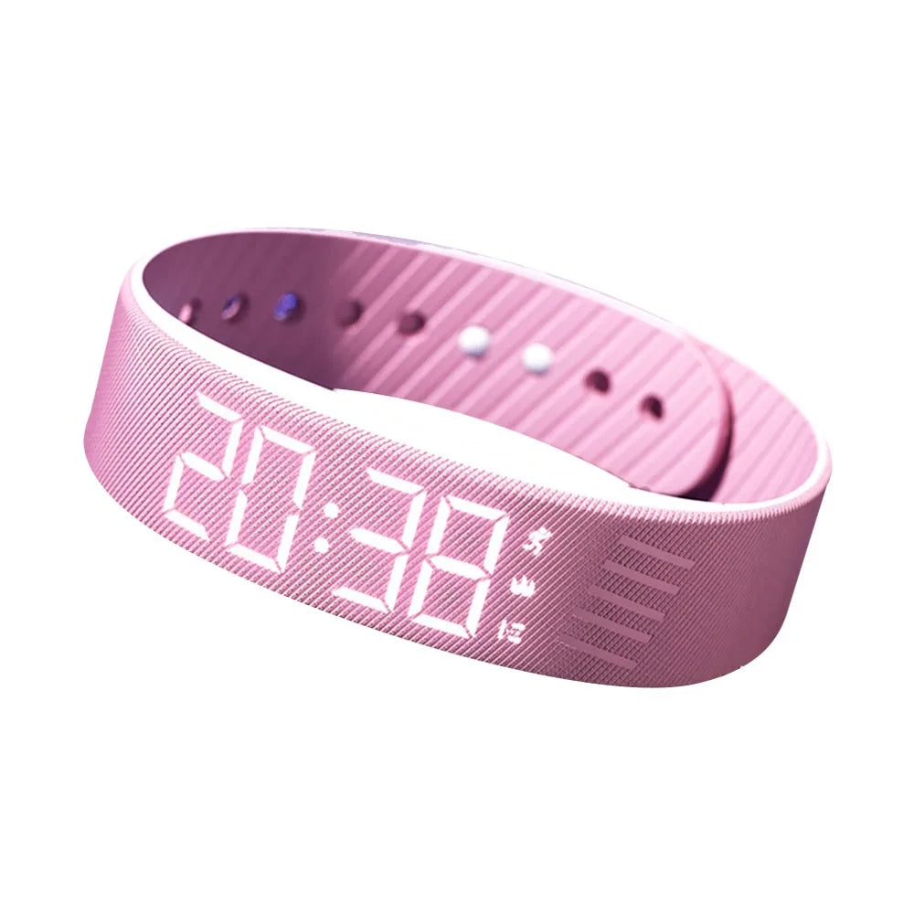 LED Digital Alarm Clock Bracelet Wristband Pedometer Water-Resistant Vibrating Alarm Summer 2026 Gift